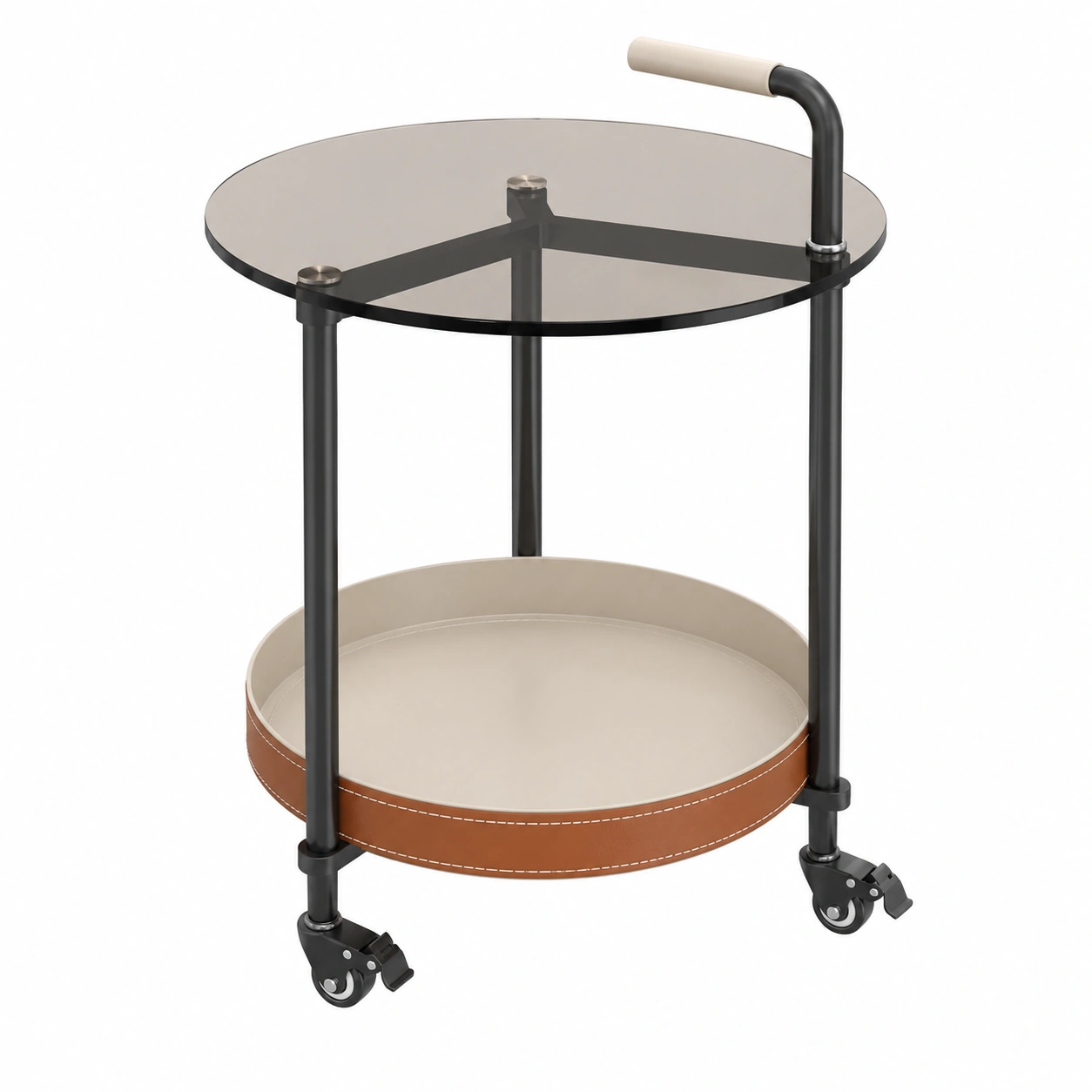 Table d'appoint mobile légère avec plateau en verre, rangement pratique, idéale pour salon et chambre-timberahome