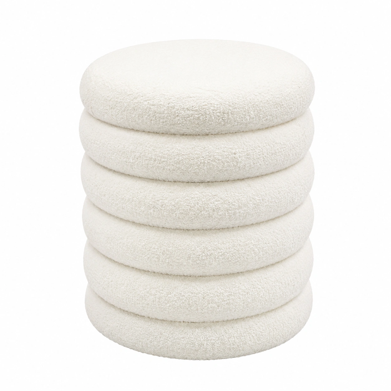 Pouf de Rangement Bouclette Blanc pour Mobilier