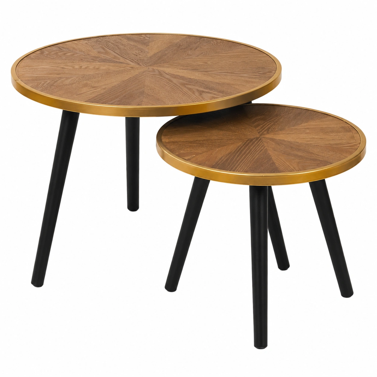Tables d'appoint gigognes modernes en bois de pin, marron, ensemble de 2