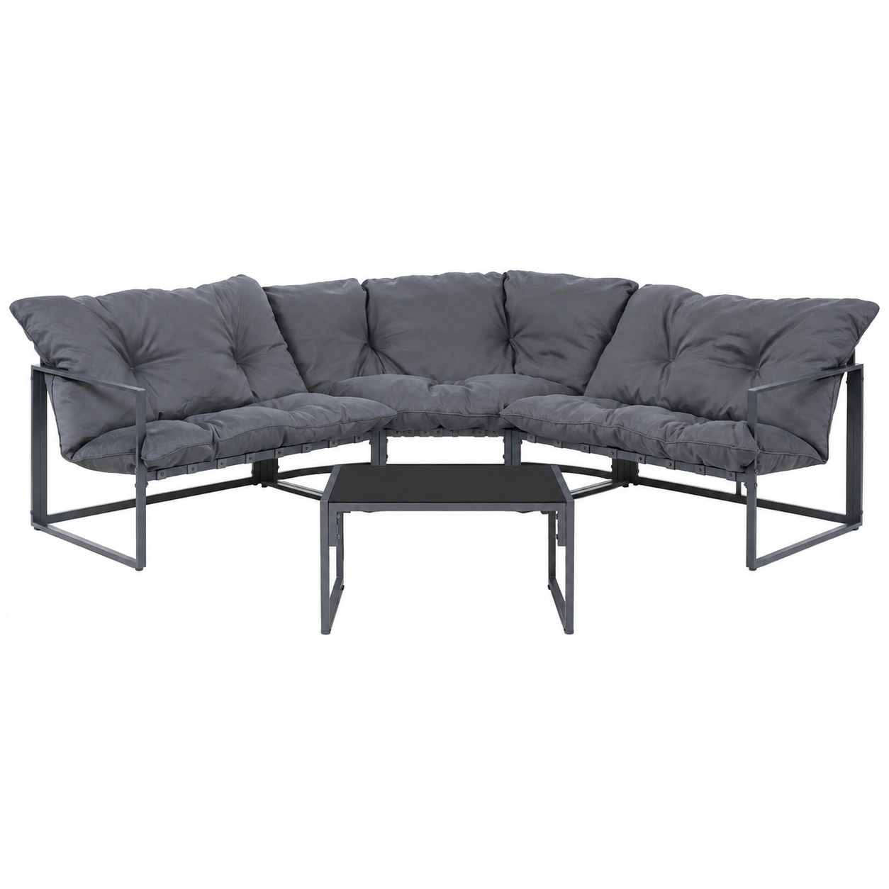 Ensemble de Salon de Jardin en Verre avec Canapé, Mobilier Extérieur Résistant, Design Confortable pour Terrasse-timberahome