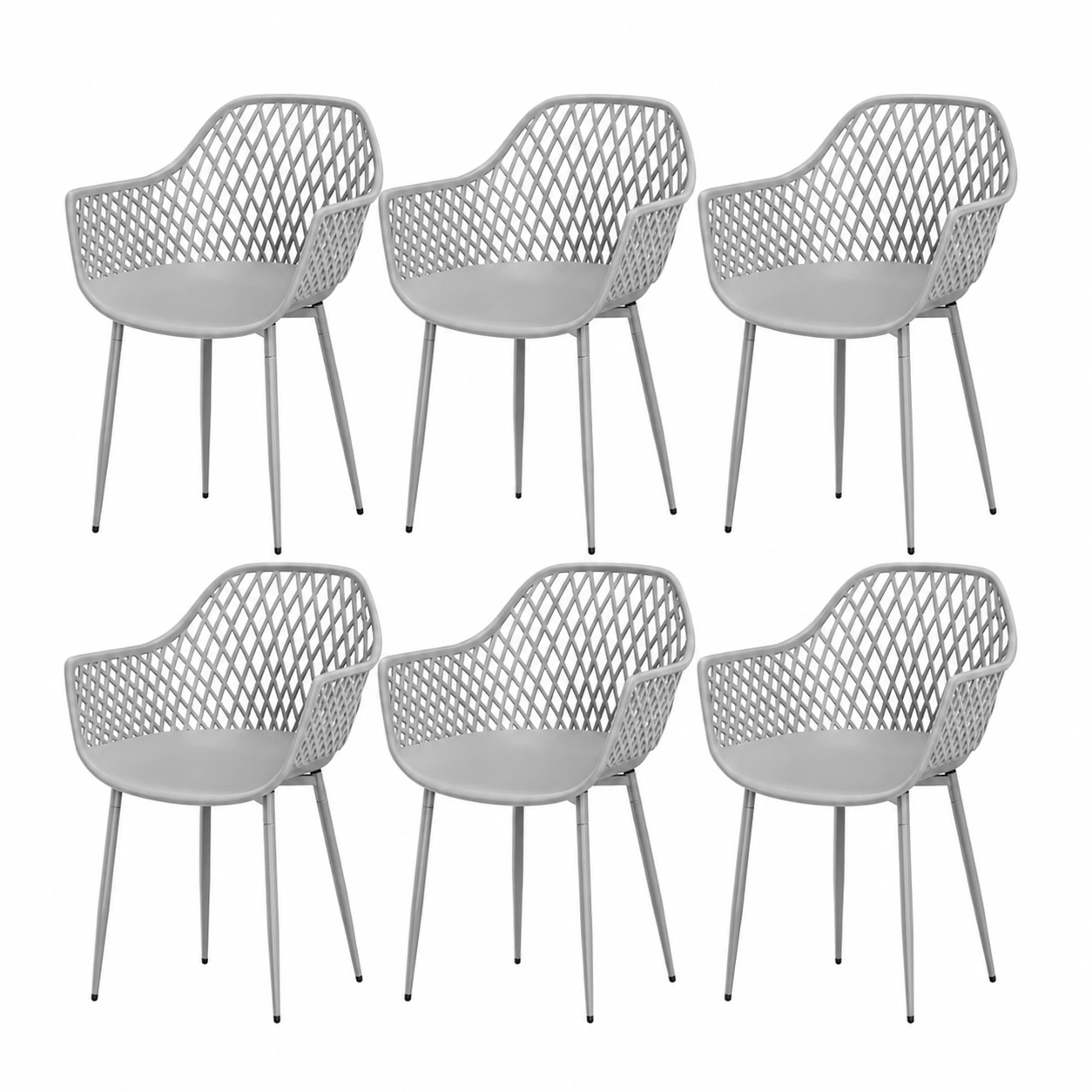 Chaise de Jardin Extérieure avec Accoudoirs en Métal, Lot de 6, Design Ajouré