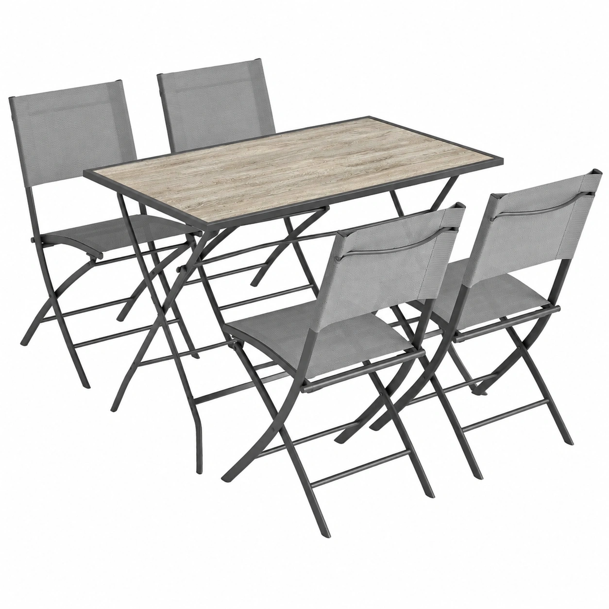 Ensemble de Jardin 5 Pièces avec Chaises Pliantes