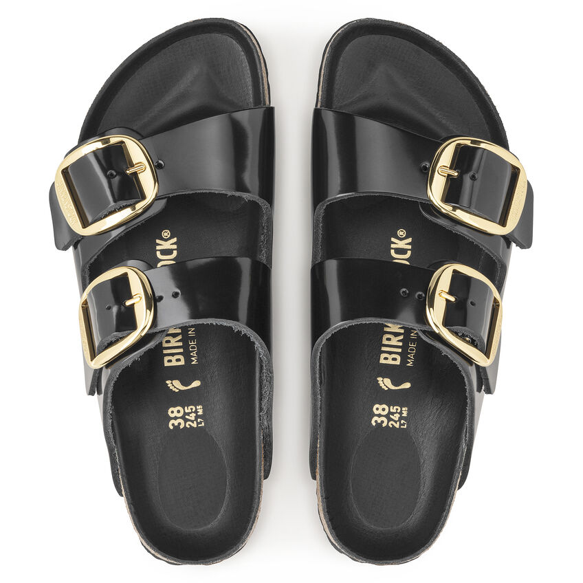 Arizona Big Buckle Natural Leather Patent High Shine Black