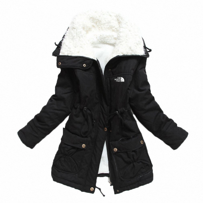 Women's Winter Mid Length Thick Warm Faux Lamb Wool Lined Jacket Coat