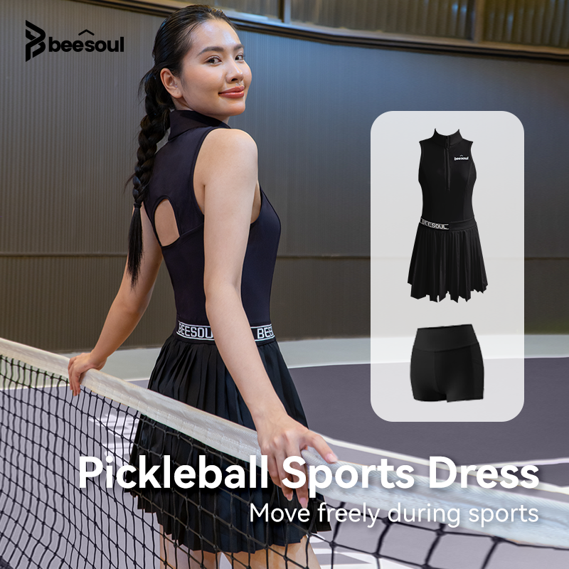 Beesoul Pickleball Skirt, Women's Sports Dress, Two-Piece Set, Tennis Skirt, Quick-Dry, White
