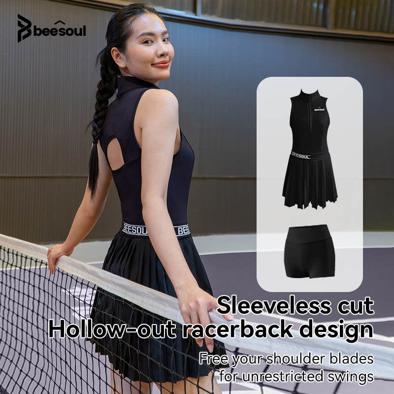 Beesoul Pickleball Skirt, Women's Sports Dress, Two-Piece Set, Tennis Skirt, Quick-Dry, White