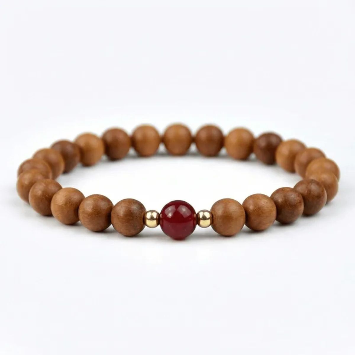 Peach Wood Cinnabar Round Bracelet