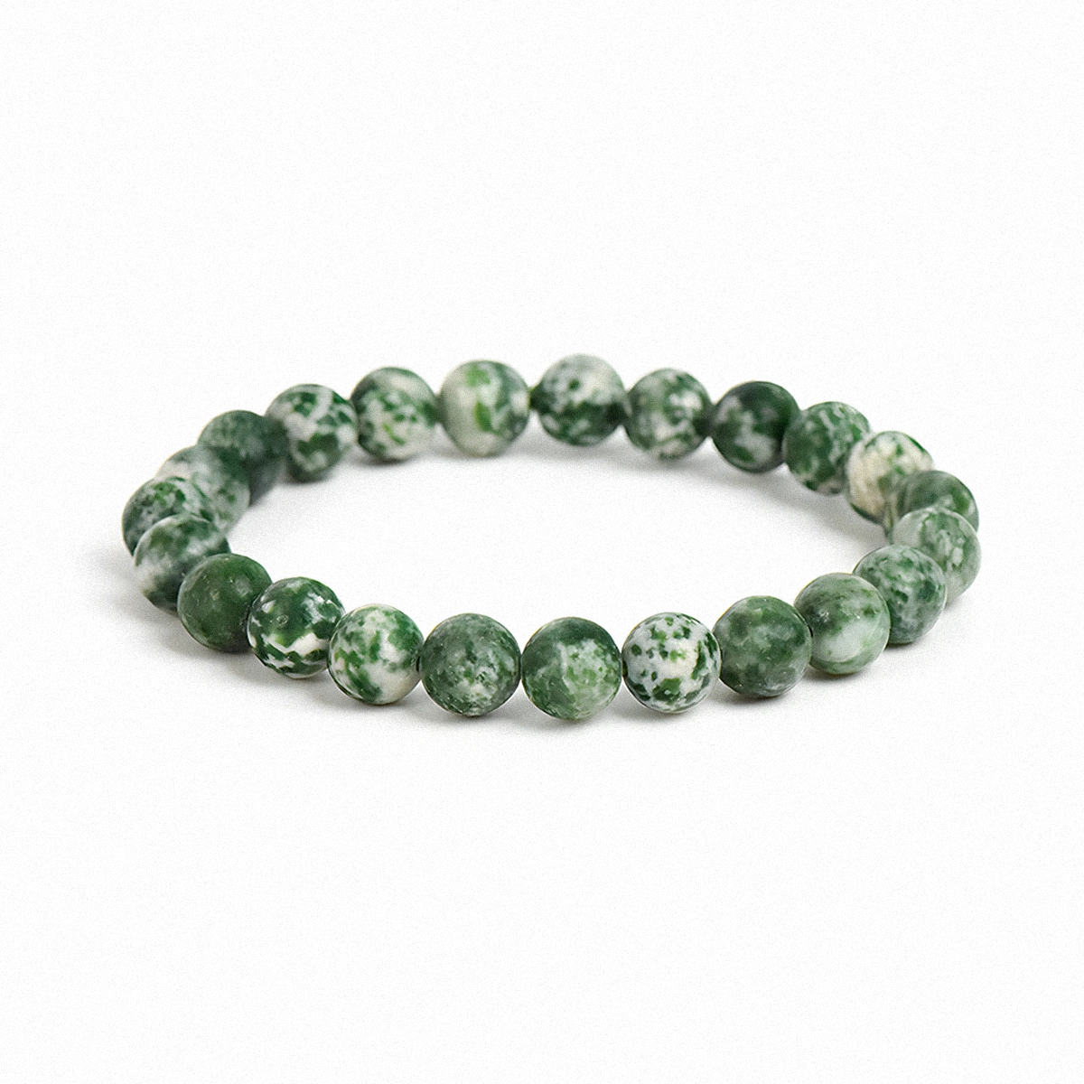 Qinghai Green Stone Round Bracelet