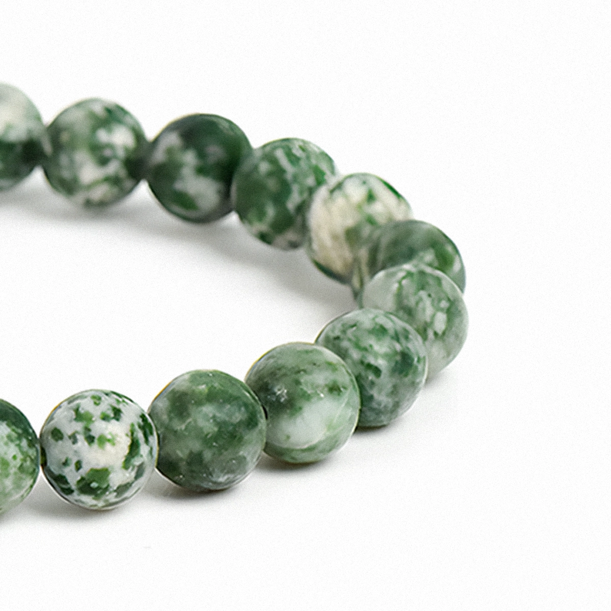 Qinghai Green Stone Round Bracelet