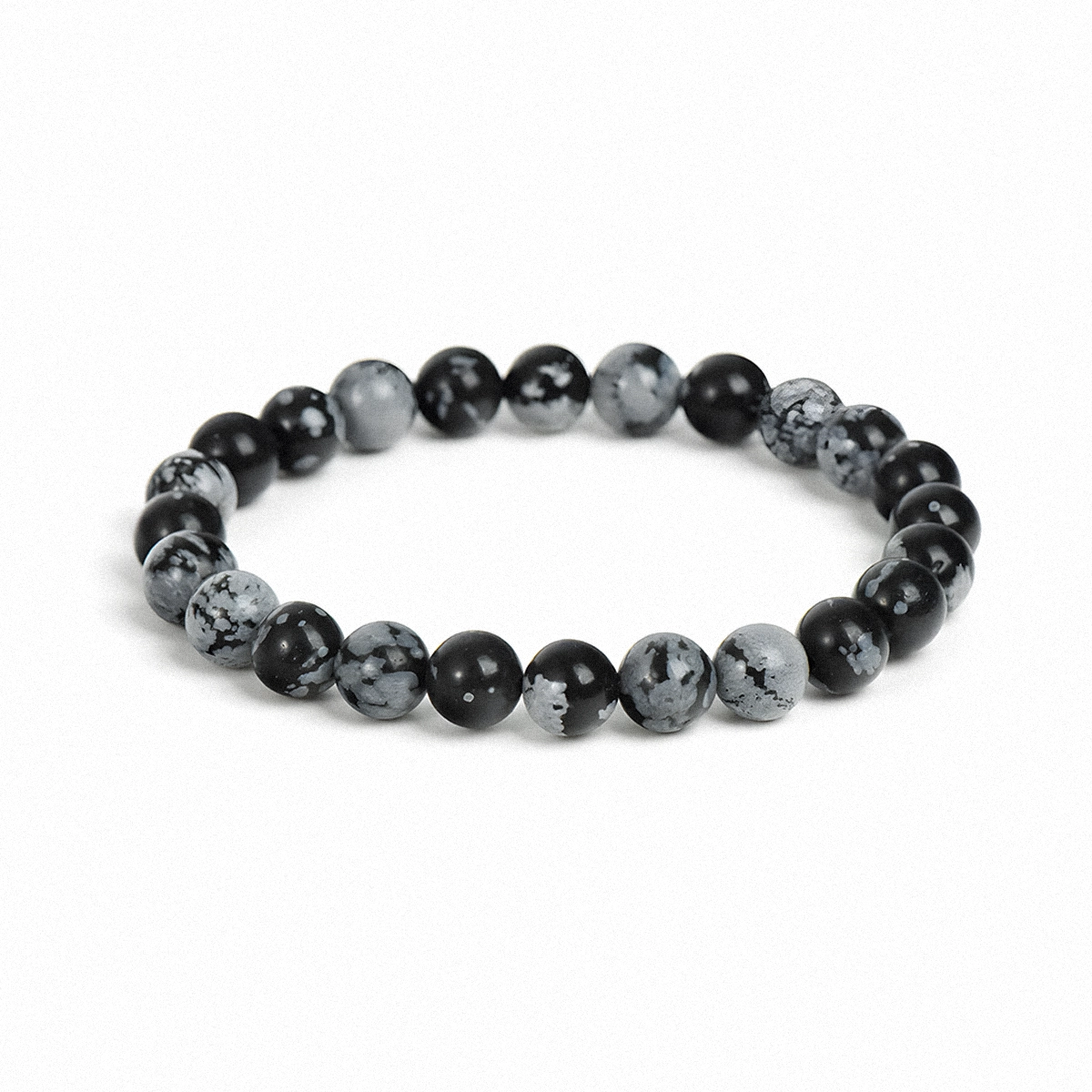 Snowflake Obsidian Round Bracelet