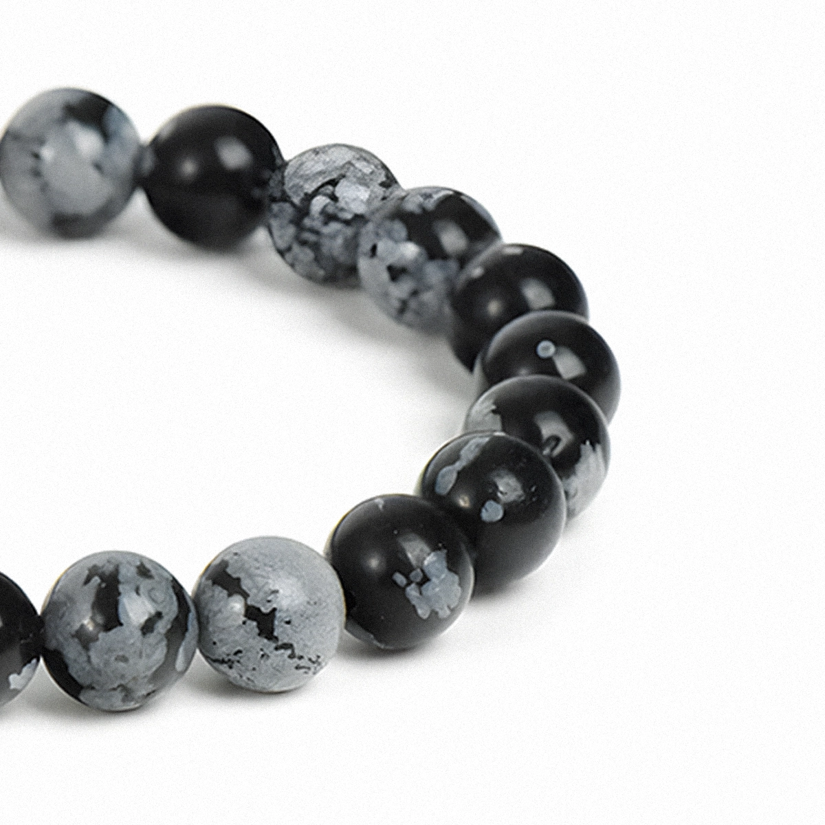 Snowflake Obsidian Round Bracelet