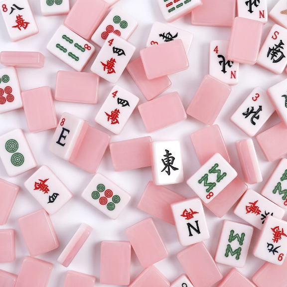 Frosted Pink Jelly Mahjong Tiles