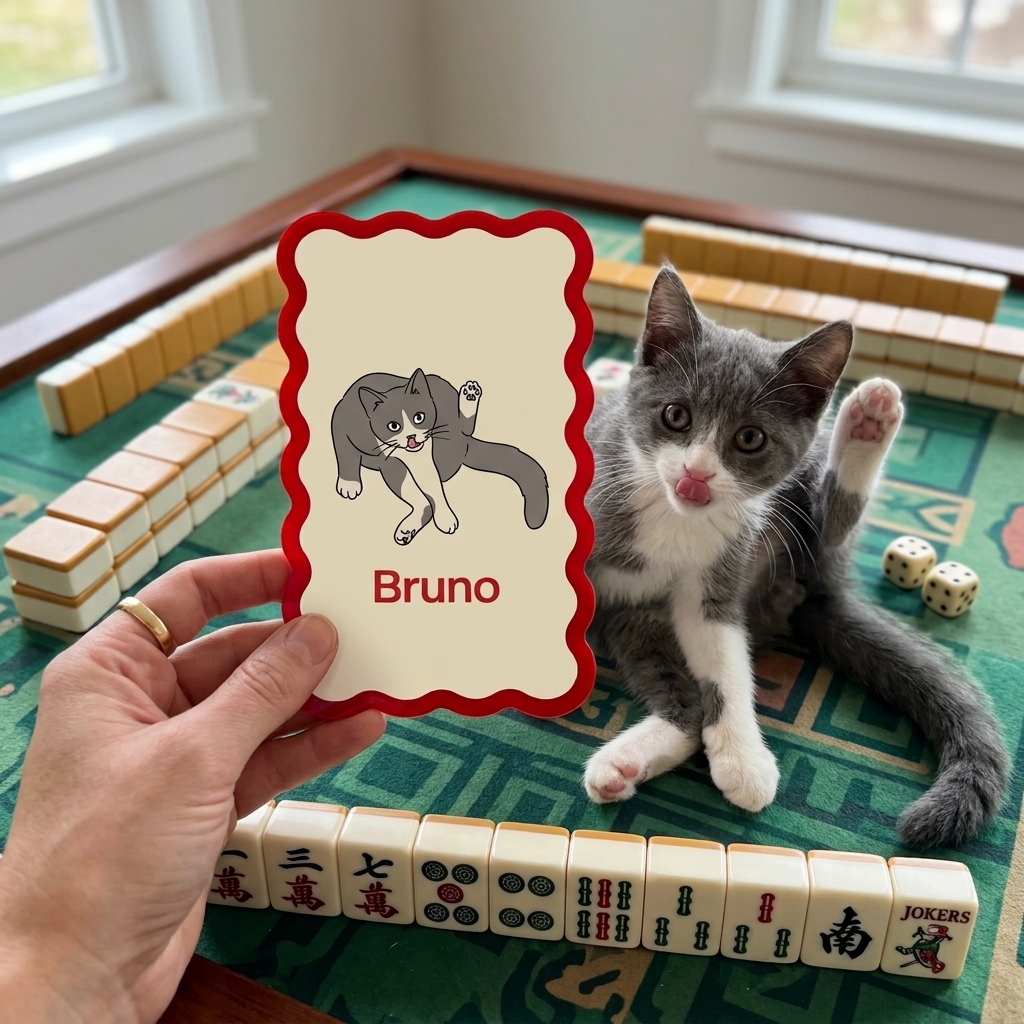 Personalized Photo Mahjong Shuffler Card, Hand-draw Style
