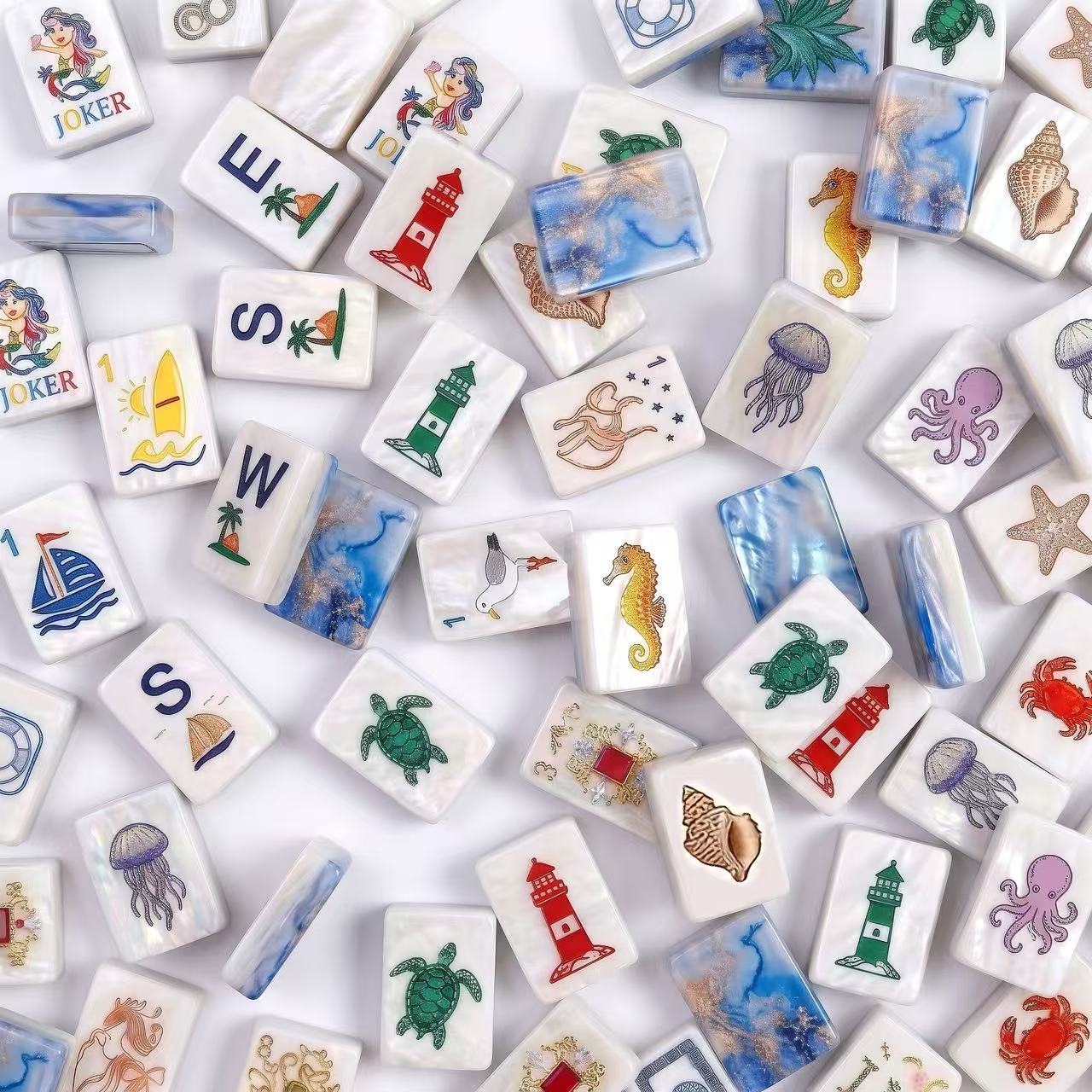Ocean Mermaid Mahjong Tiles