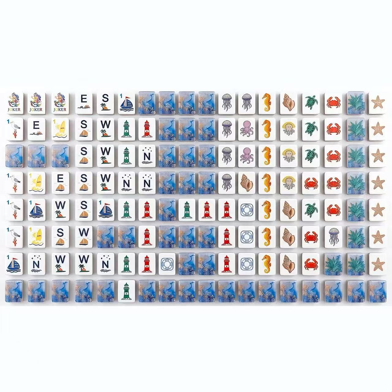 Ocean Mermaid Mahjong Tiles