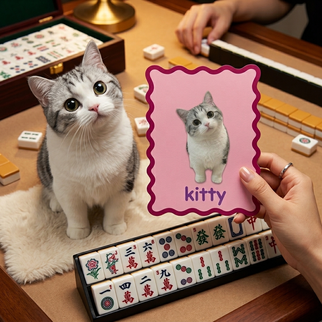 Personalized Photo Mahjong Shuffler Card, Realistic Style