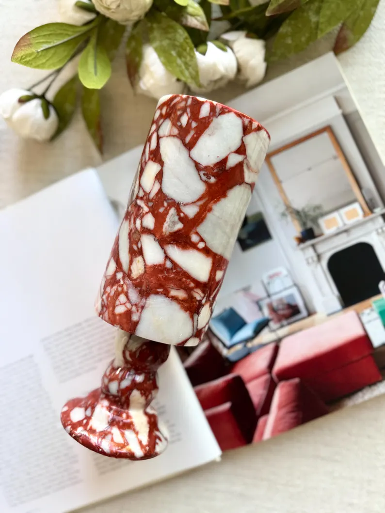 Modern Marble Flower Vase - Elegant Stone Decor for Coffee Table or Side Table - 10" Tall Decorative Natural Marble Vase