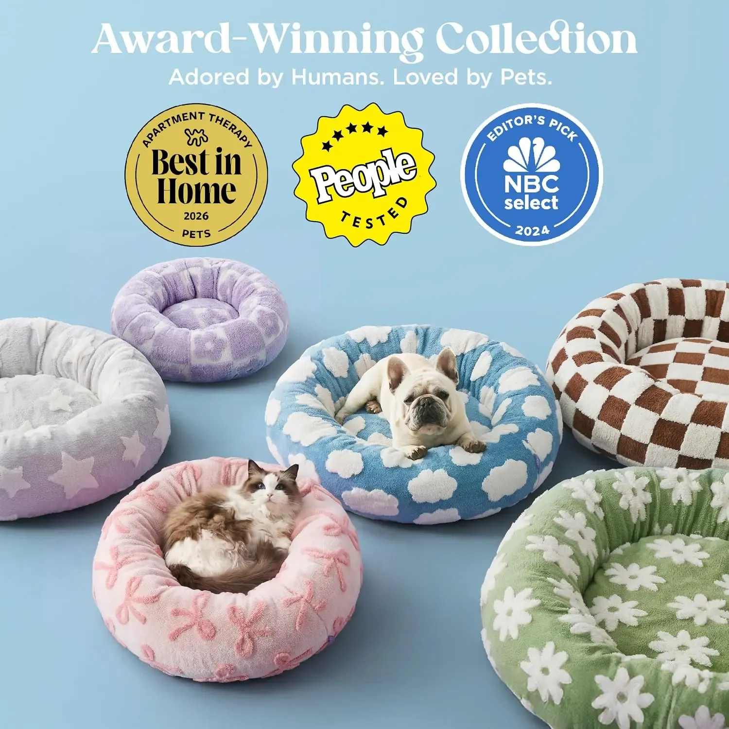 Jacquard Donut Dog Bed - Cute Home Decor as Gift for Pet,Washable Cover Cute Home Decor as Gift for Pet,Anti Slip Bottom