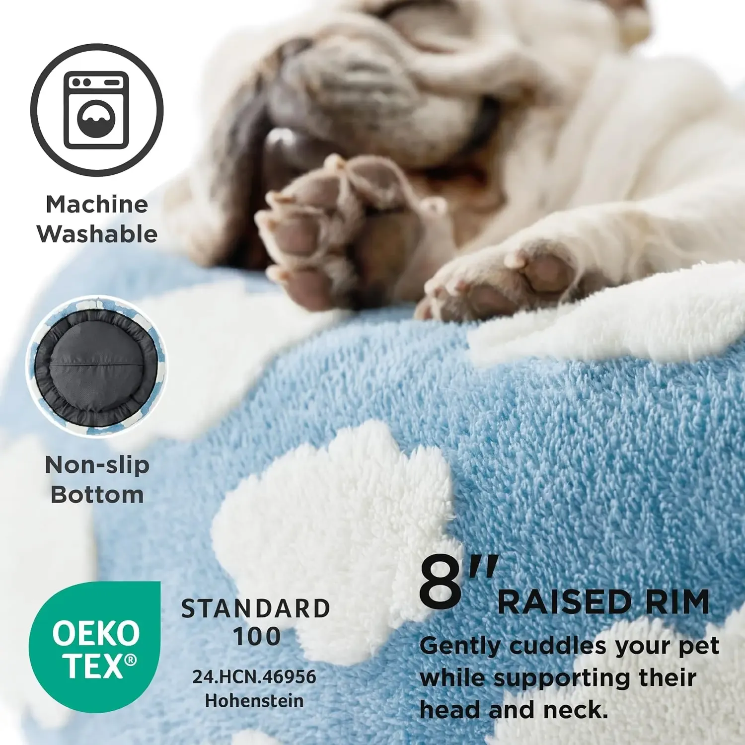 Jacquard Donut Dog Bed - Cute Home Decor as Gift for Pet,Washable Cover Cute Home Decor as Gift for Pet,Anti Slip Bottom