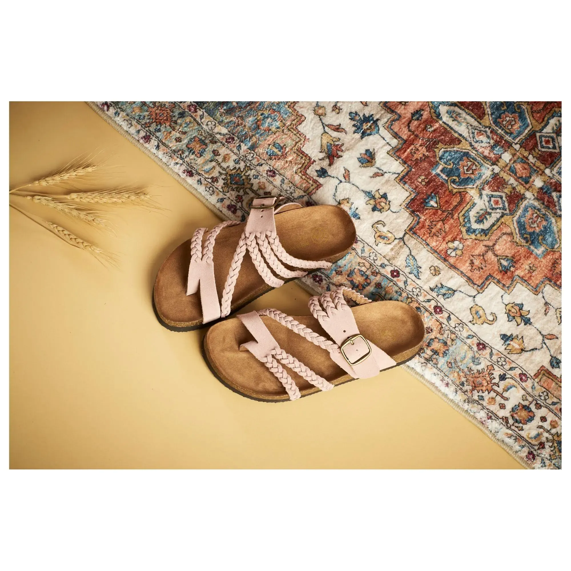 Braided Leather Flat Sandals