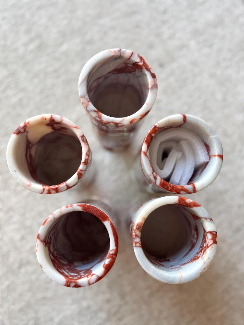 Modern Marble Flower Vase - Elegant Stone Decor for Coffee Table or Side Table - 10" Tall Decorative Natural Marble Vase