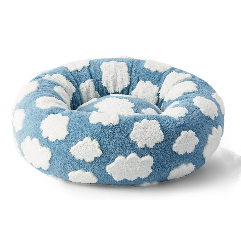 Jacquard Donut Dog Bed - Cute Home Decor as Gift for Pet,Washable Cover Cute Home Decor as Gift for Pet,Anti Slip Bottom