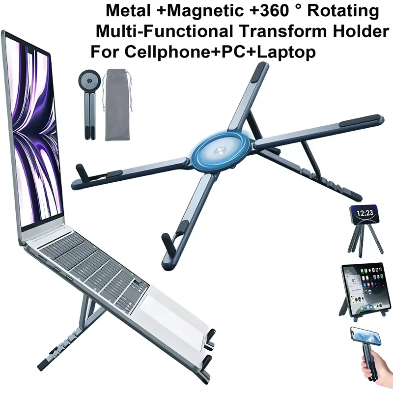 Portable Magnetic Phone Holder & Selfie Stick 3-in-1 Foldable Tripod Stand
