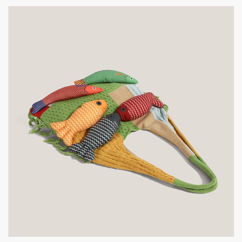 Unique Knitted Tote Bag for Women - Casual Woven Shoulder Bag