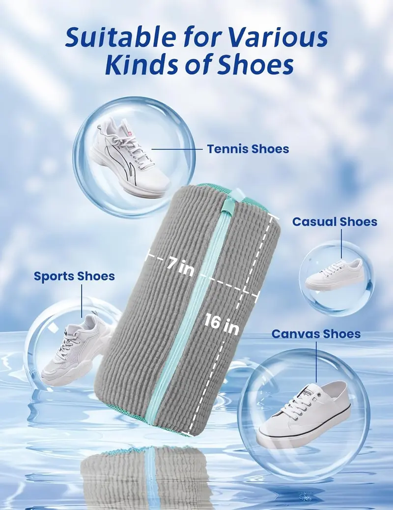 Laundry Shoe Washing Bag for Washing Machine - Protect Your Footwear during the Wash Accessories shoe washing,Mesh Accessory mesh laundry Grey