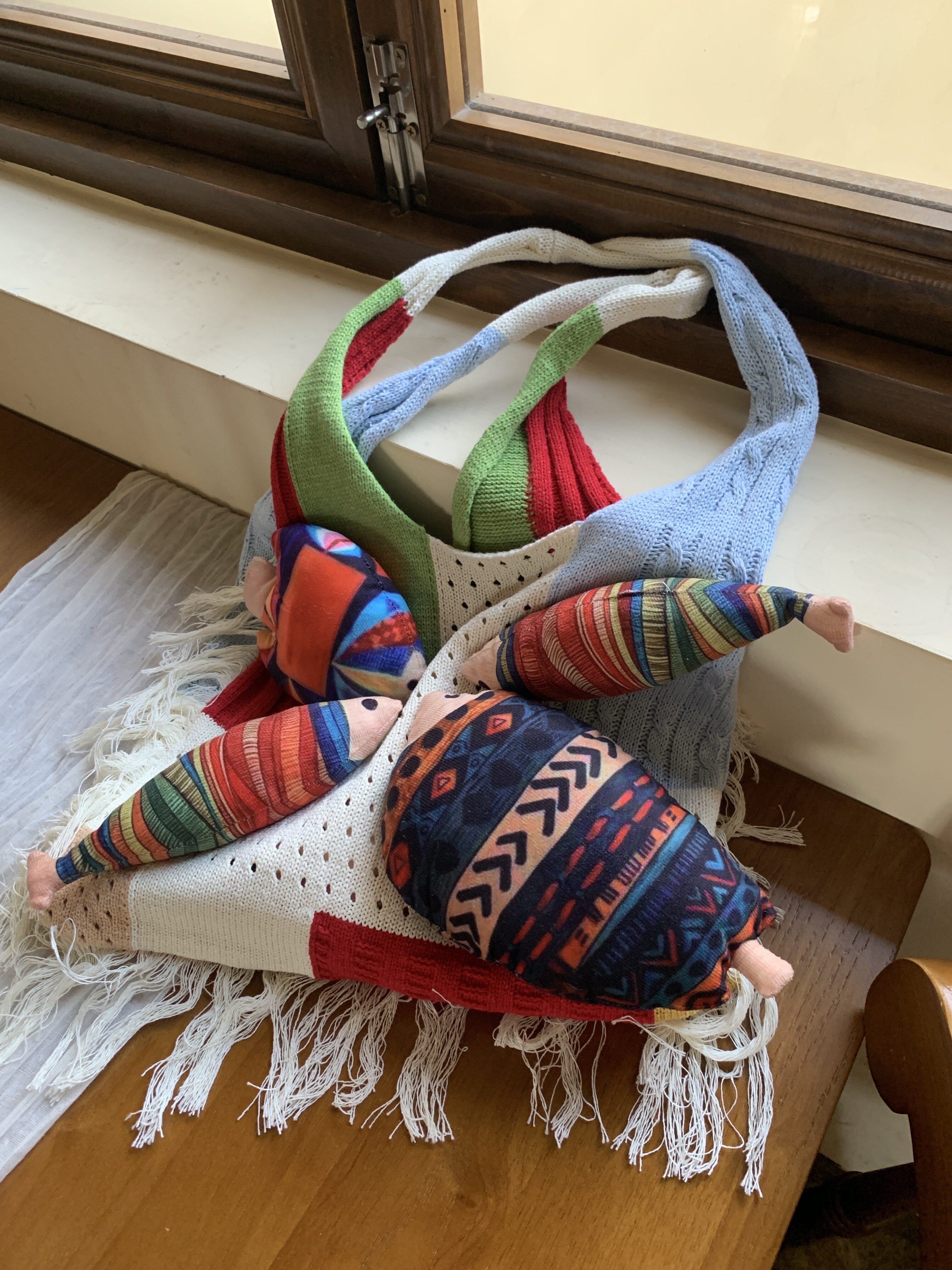Unique Knitted Tote Bag for Women - Casual Woven Shoulder Bag