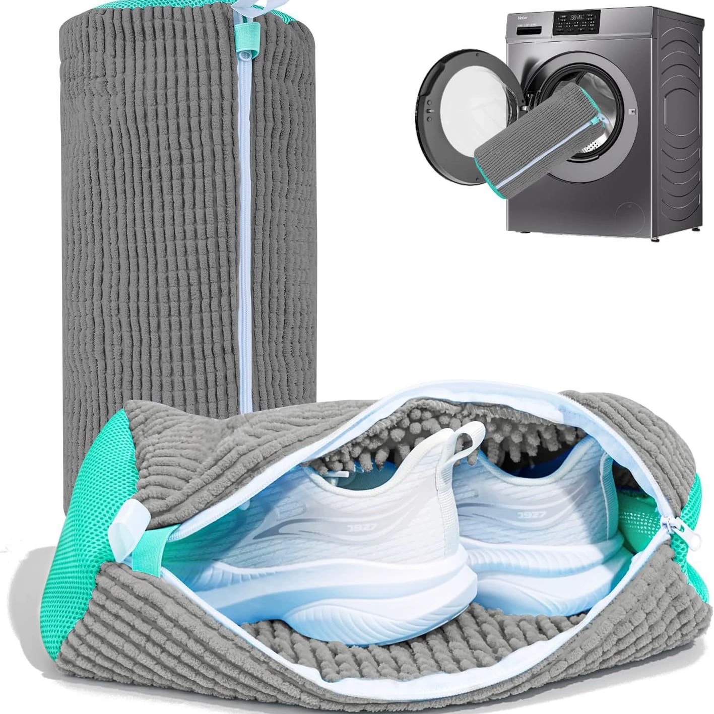 Laundry Shoe Washing Bag for Washing Machine - Protect Your Footwear during the Wash Accessories shoe washing,Mesh Accessory mesh laundry Grey