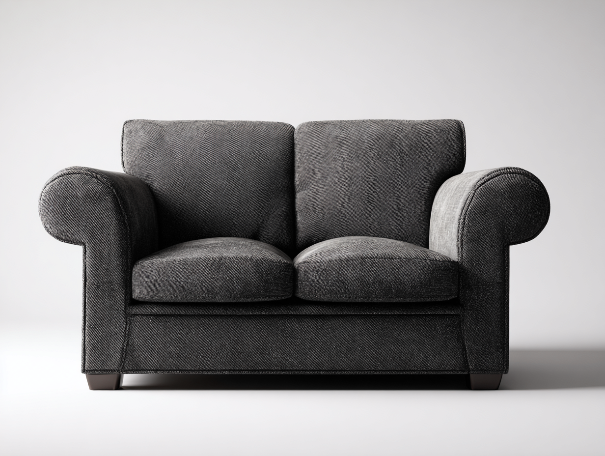 Sofás 2 plazas de tela gris oscuro 150x82x82 cm - reposabrazos redondeados para salón-Zavorasidecor