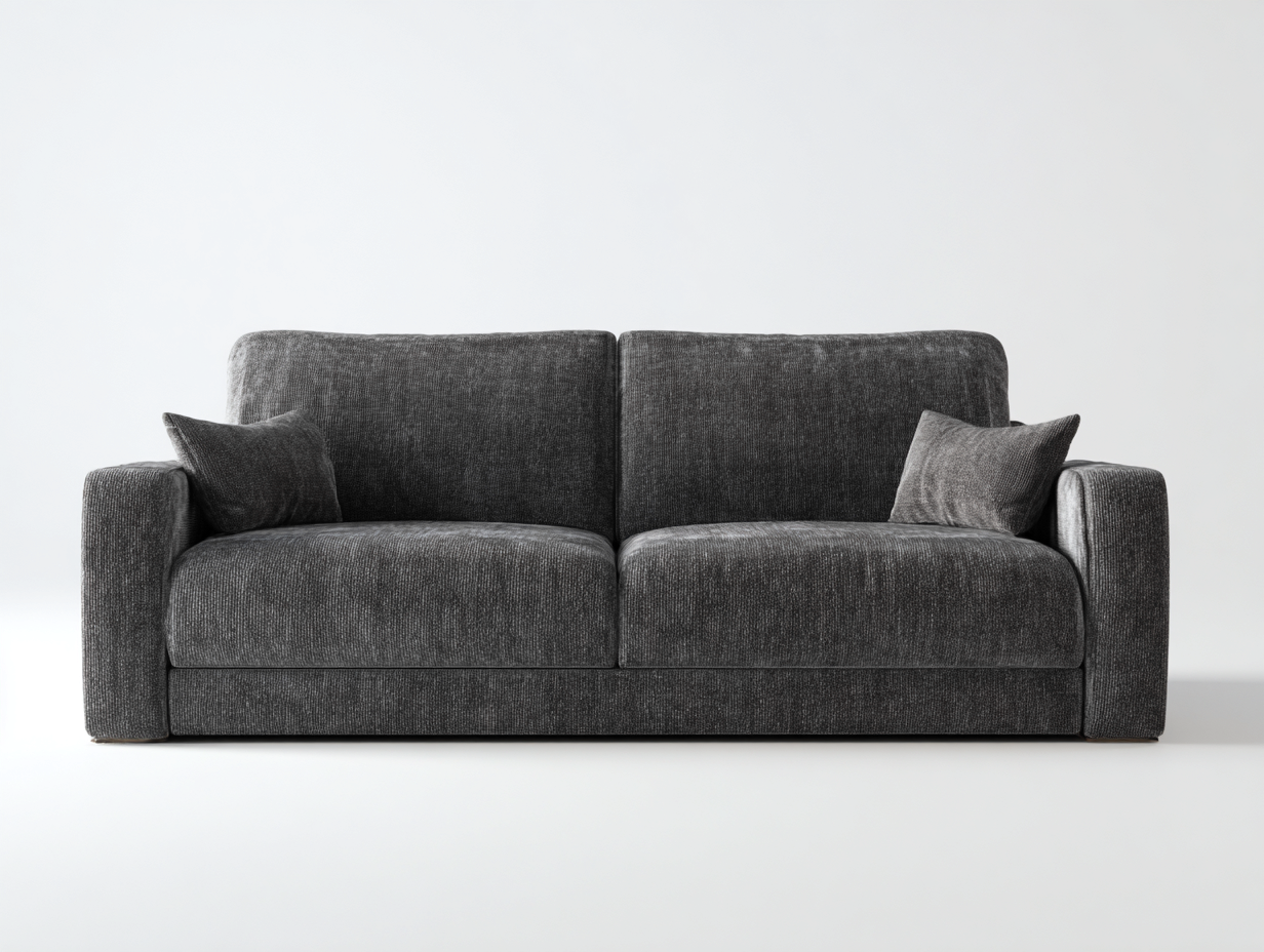 Sofás 2 plazas tapizado en tela 180x90x82 cm - Gris oscuro - Diseño moderno con reposabrazos anchos-Zavorasidecor