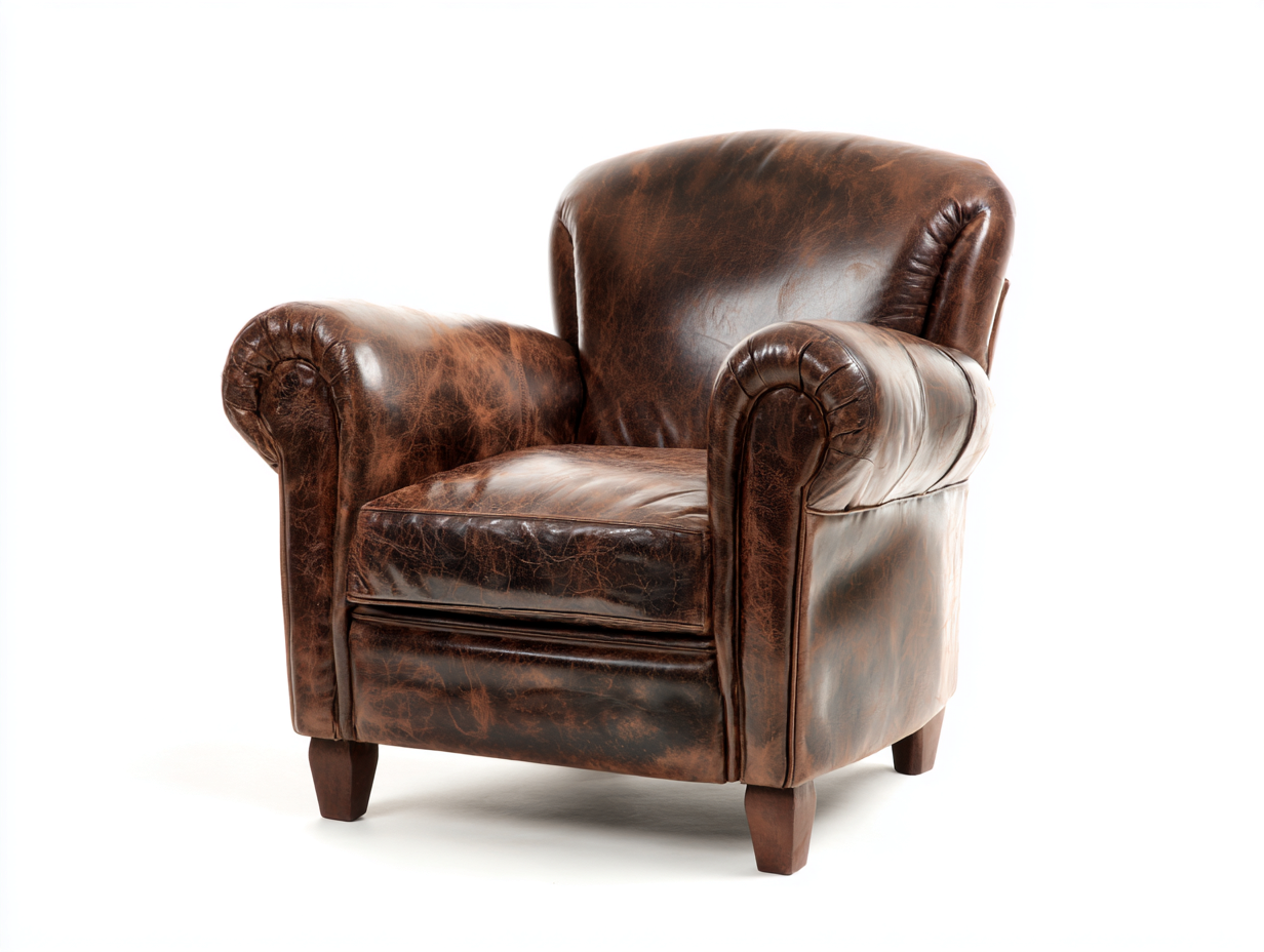 Sessel-Leder-Holz-102x91x86 cm-Dunkelbraun-Vintage-Nomitahome