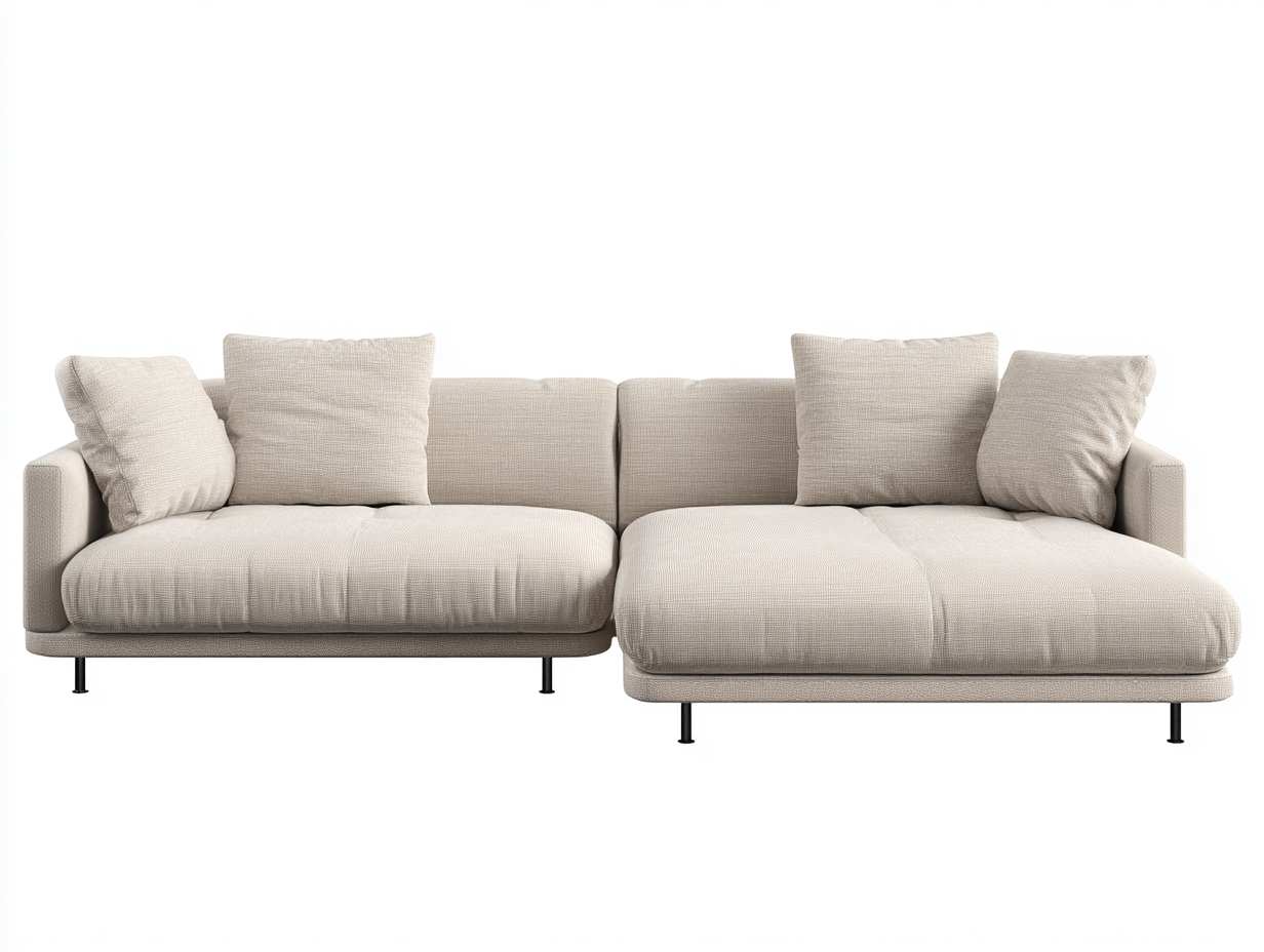 Ecksofa - Stoff-Metall - 262x168x78 cm - Beige-Schwarz - Modern-Nomitahome
