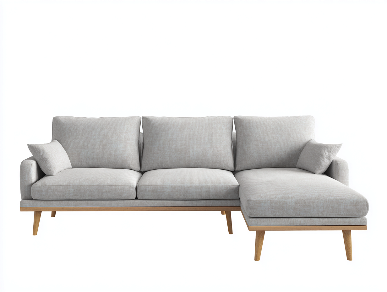 Ecksofa - Stoff-Holz - 278x165x84 cm - Hellgrau - Skandinavischer Stil-Nomitahome