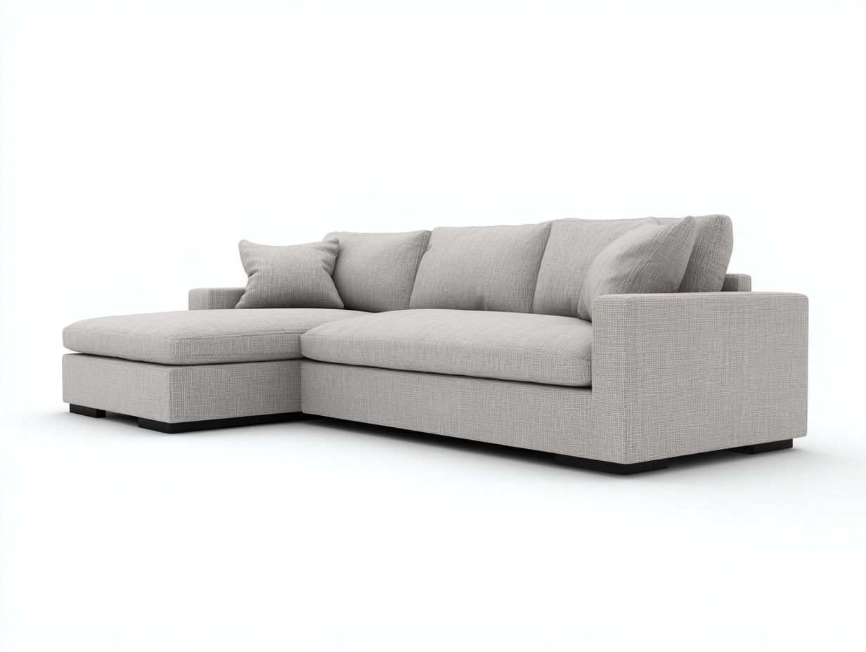 Ecksofa - Stoff - 260x160x82 cm - Hellgrau - Modern-Nomitahome