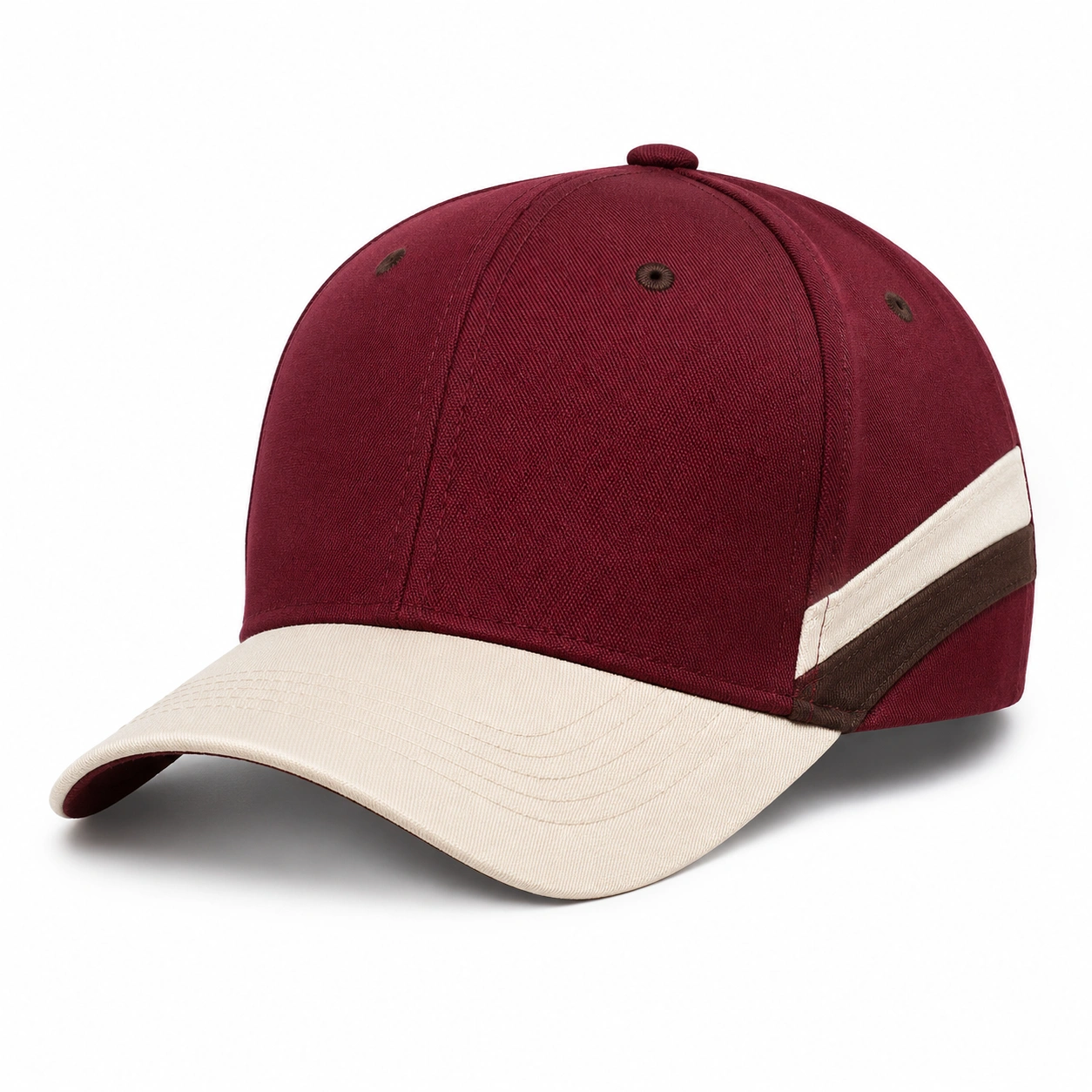 Casquette de Baseball Ajustable Rouge Bordeaux et Beige-furndaxis