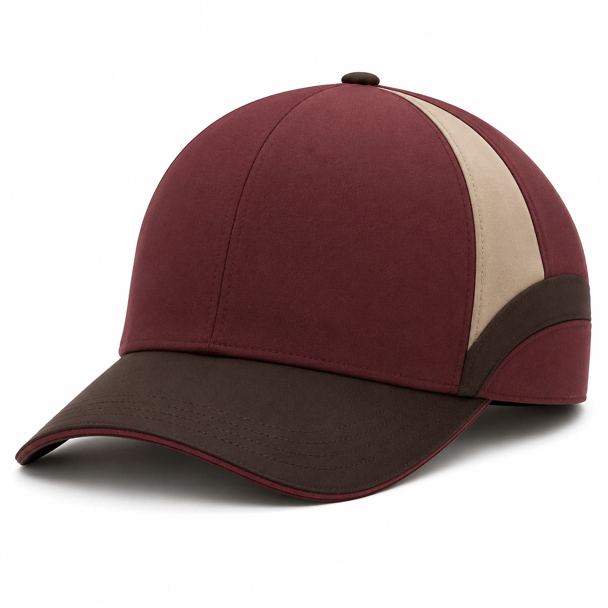 Casquette de Baseball Tricolore Bordeaux Marron Beige-furndaxis