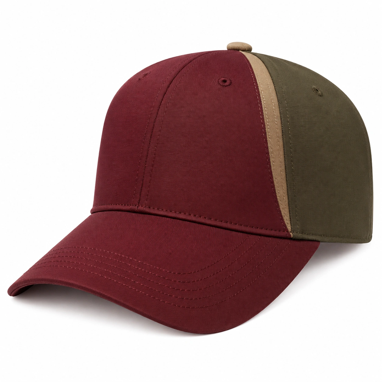 Casquette de baseball bicolore bordeaux et kaki-furndaxis