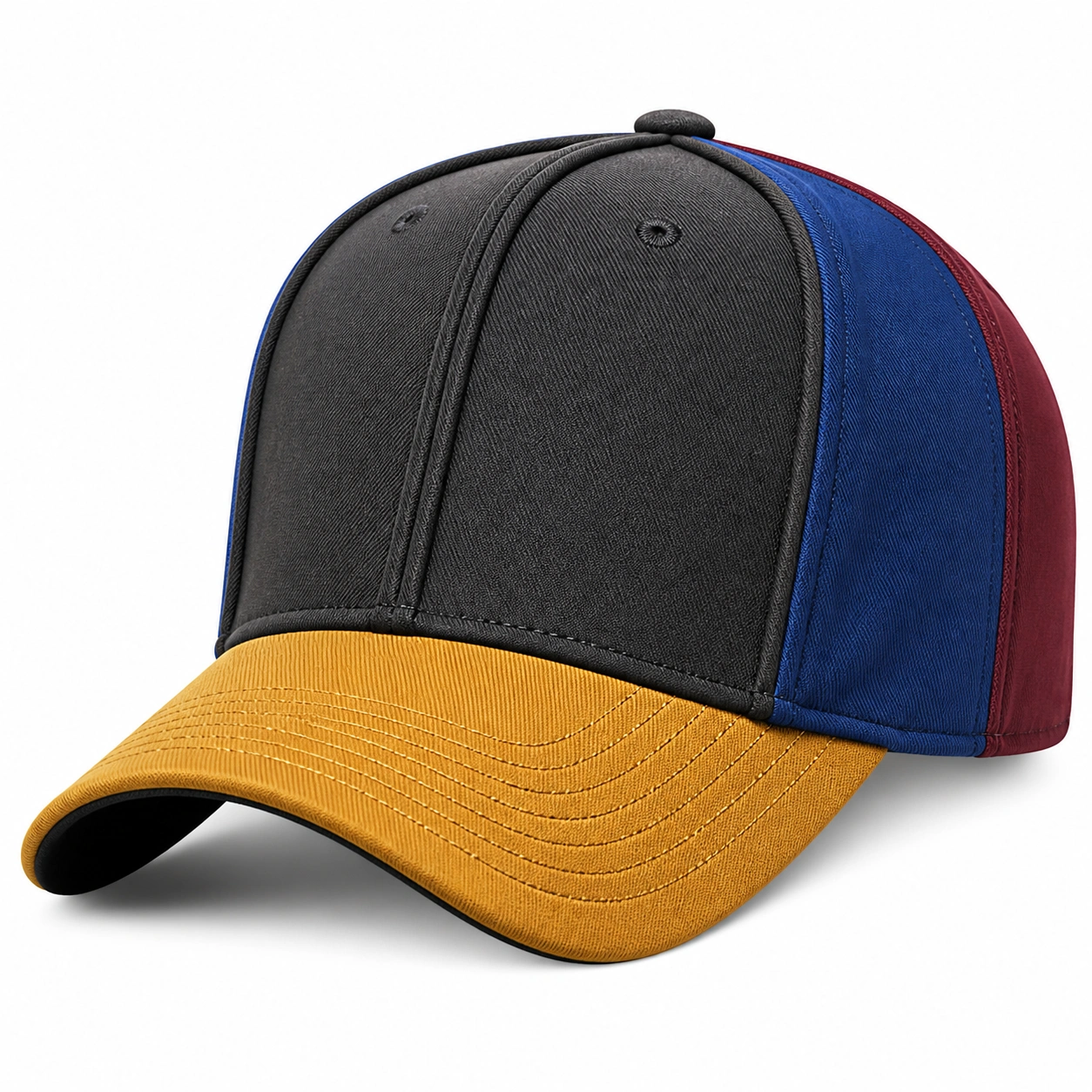 Casquette de Baseball Multicolore Ajustable Noir Bleu Bordeaux Moutarde-furndaxis