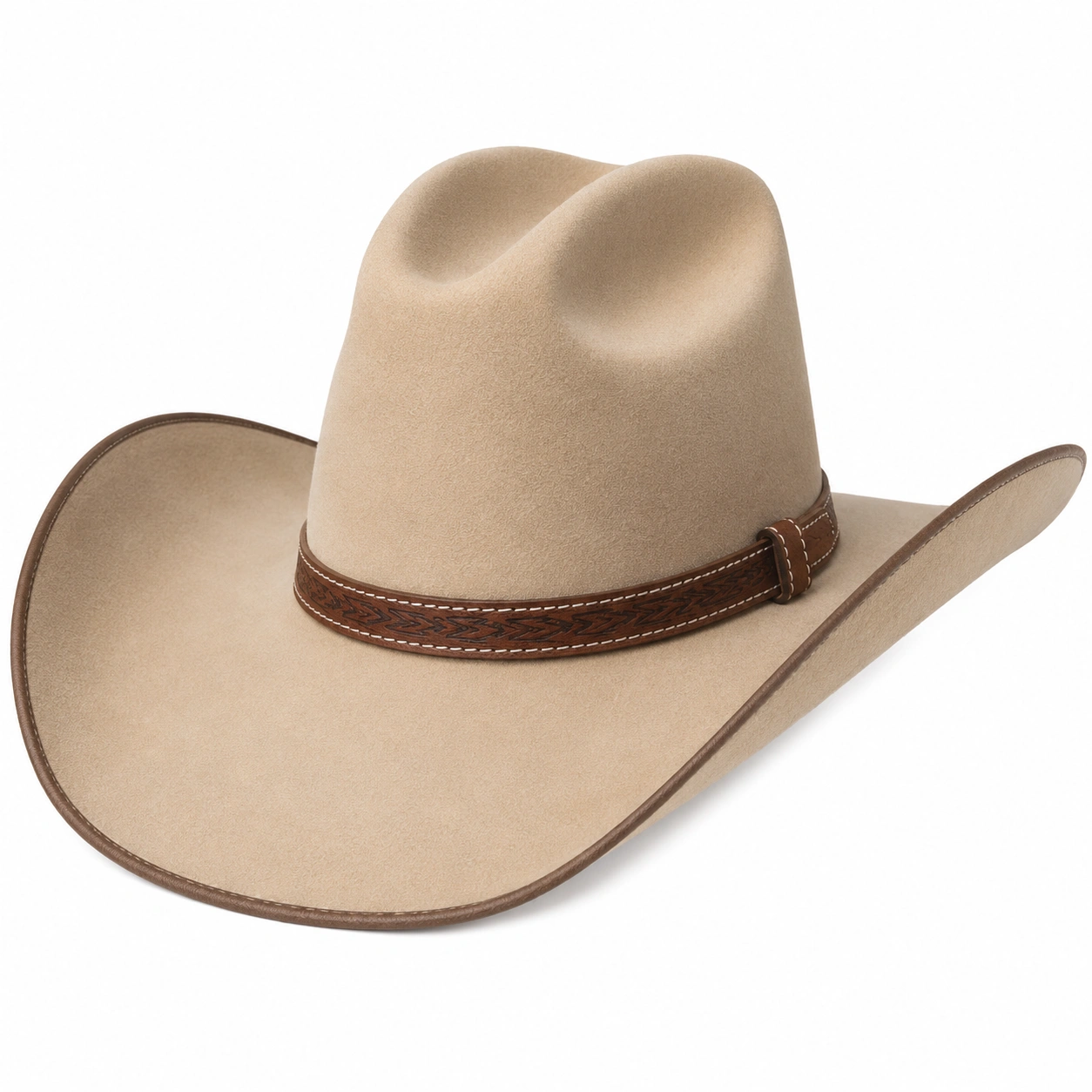 Chapeau Cowboy à Large Bord Unisexe Beige-furndaxis