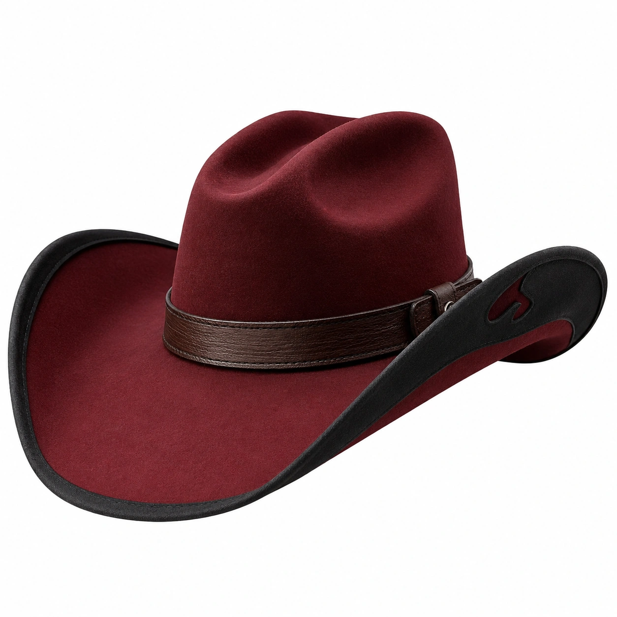 Chapeau Cowboy Rouge Foncé à Bord Large-furndaxis