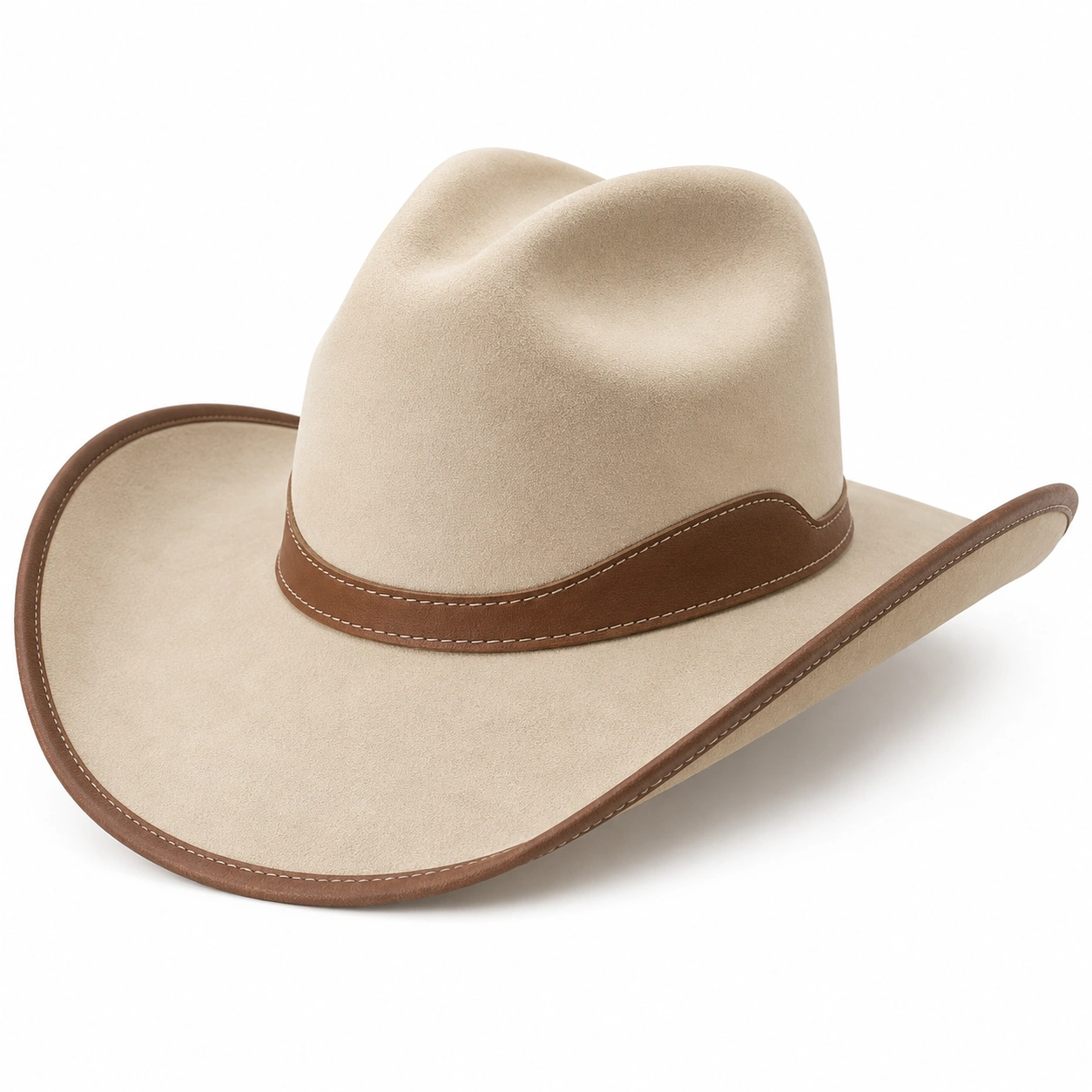 Chapeau Cowboy Beige à Bord Large-furndaxis