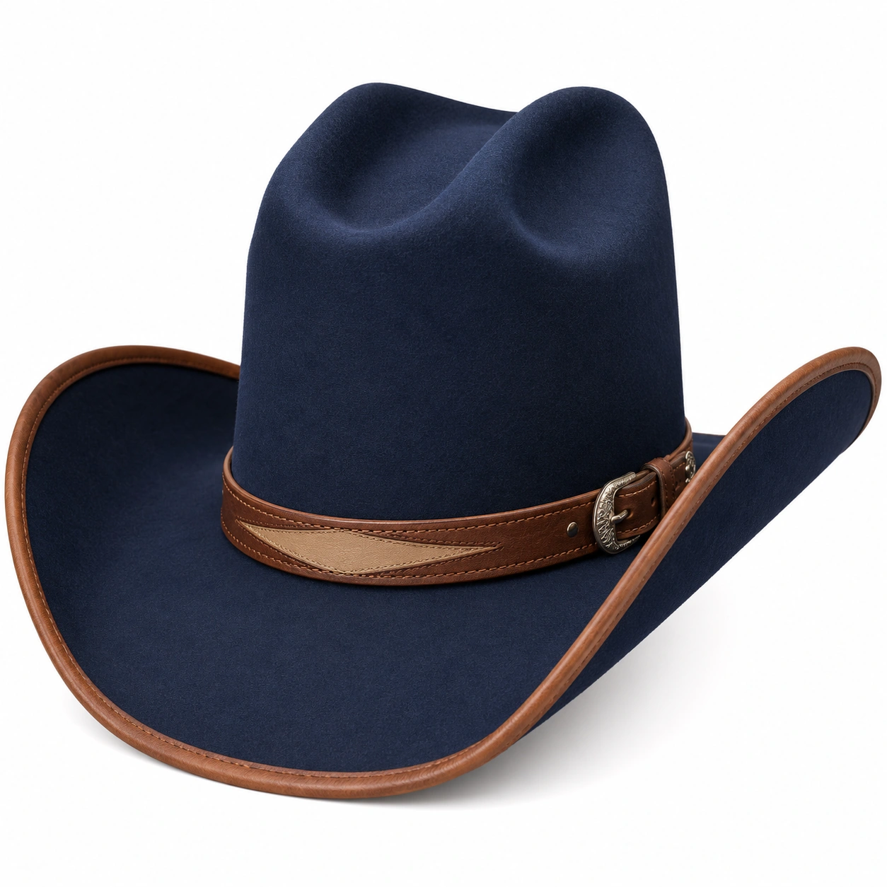 Chapeau Cowboy Bleu Marine à Bord Large-furndaxis