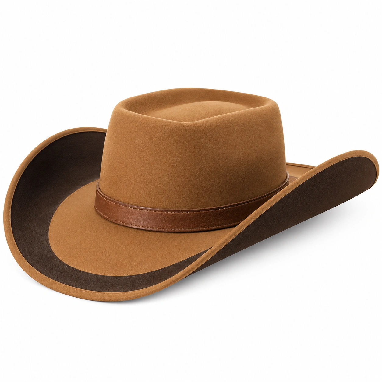 Chapeau Cowboy Western Brun avec Bord Large-furndaxis