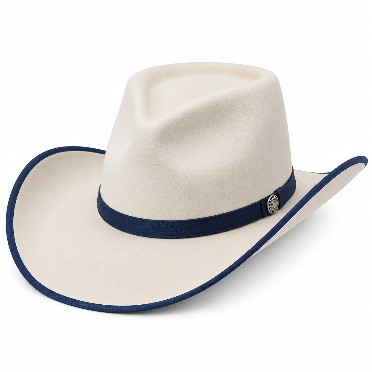 Chapeau Cowboy Beige avec Bordure Bleue-furndaxis