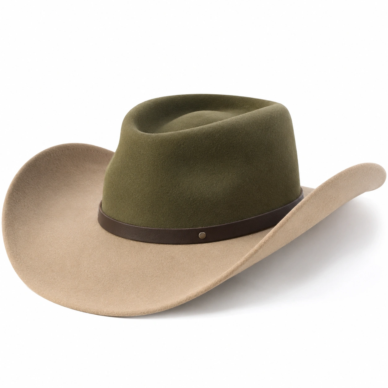Chapeau Cowboy Classique Vert et Beige-furndaxis