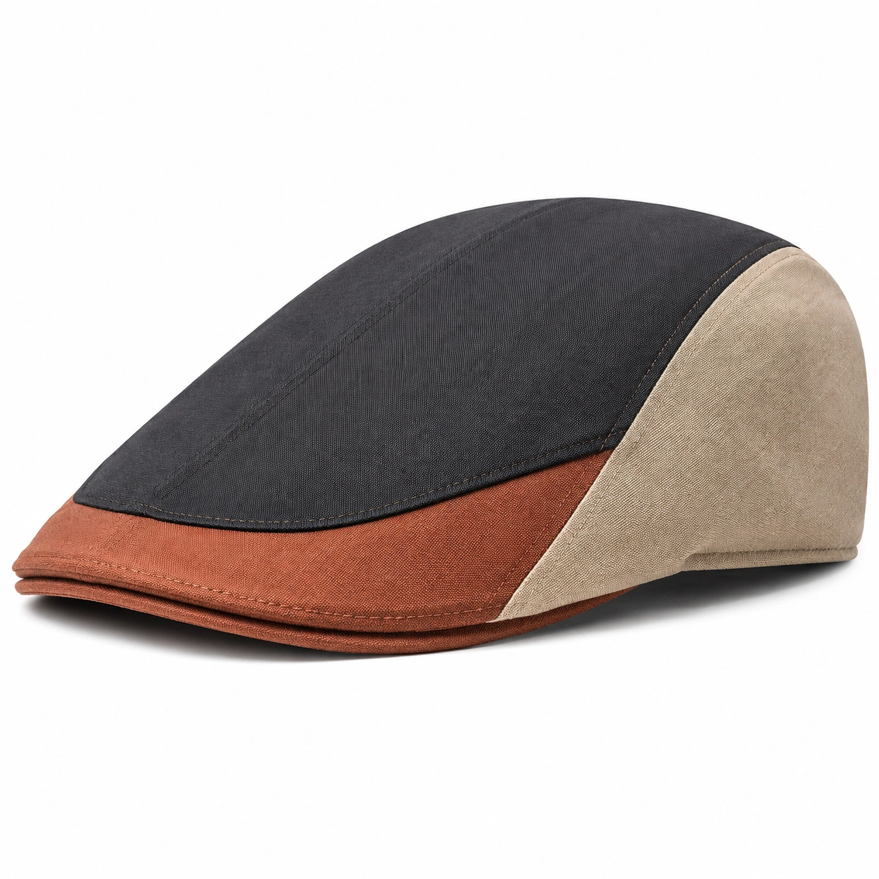 Casquette plate multicolore noir, marron et beige-furndaxis