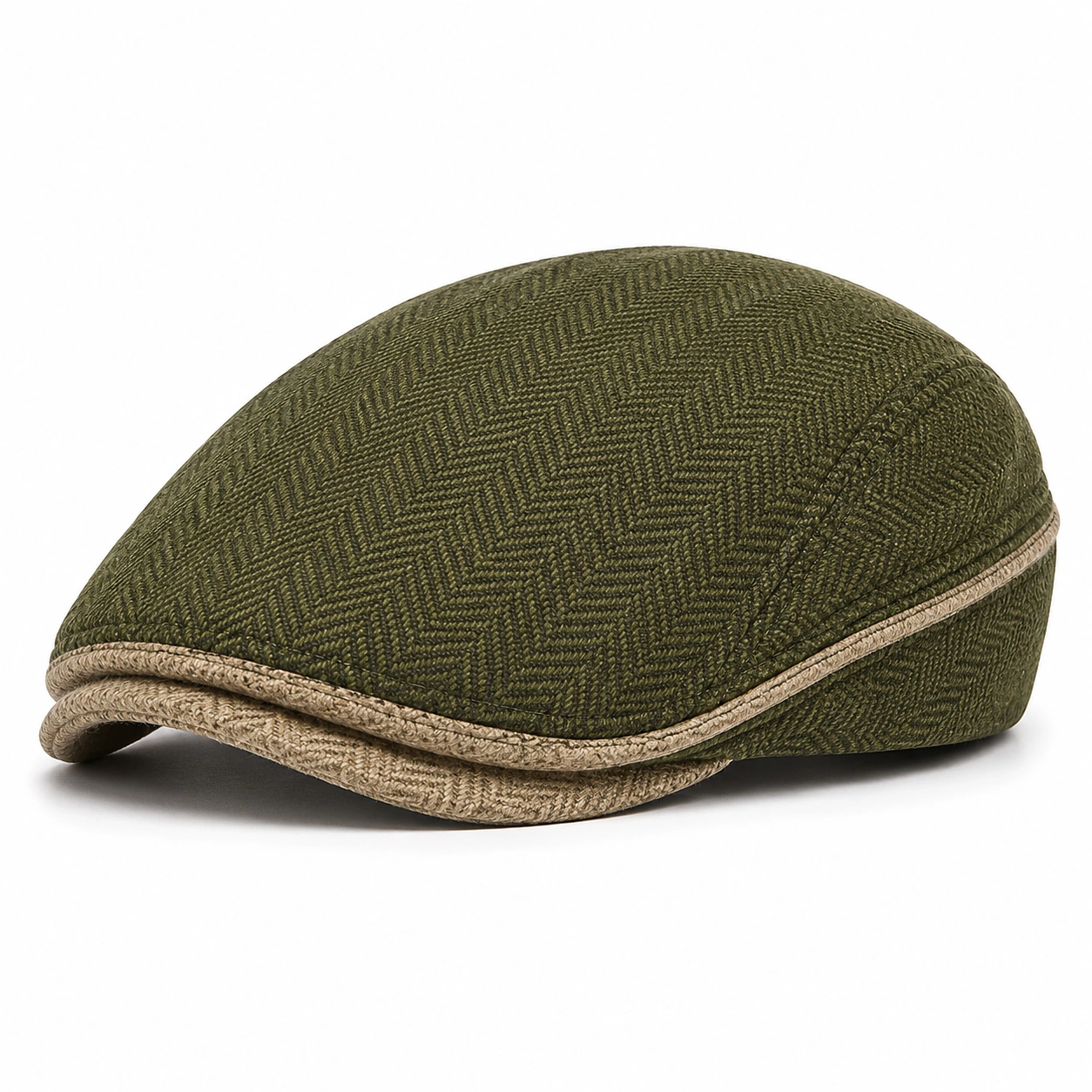 Casquette Plate Classique Vert Olive-furndaxis